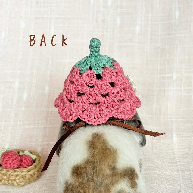 いちごの帽子 バケットハット風　うさぎ・小動物・ぬいぐるみ | 5枚目