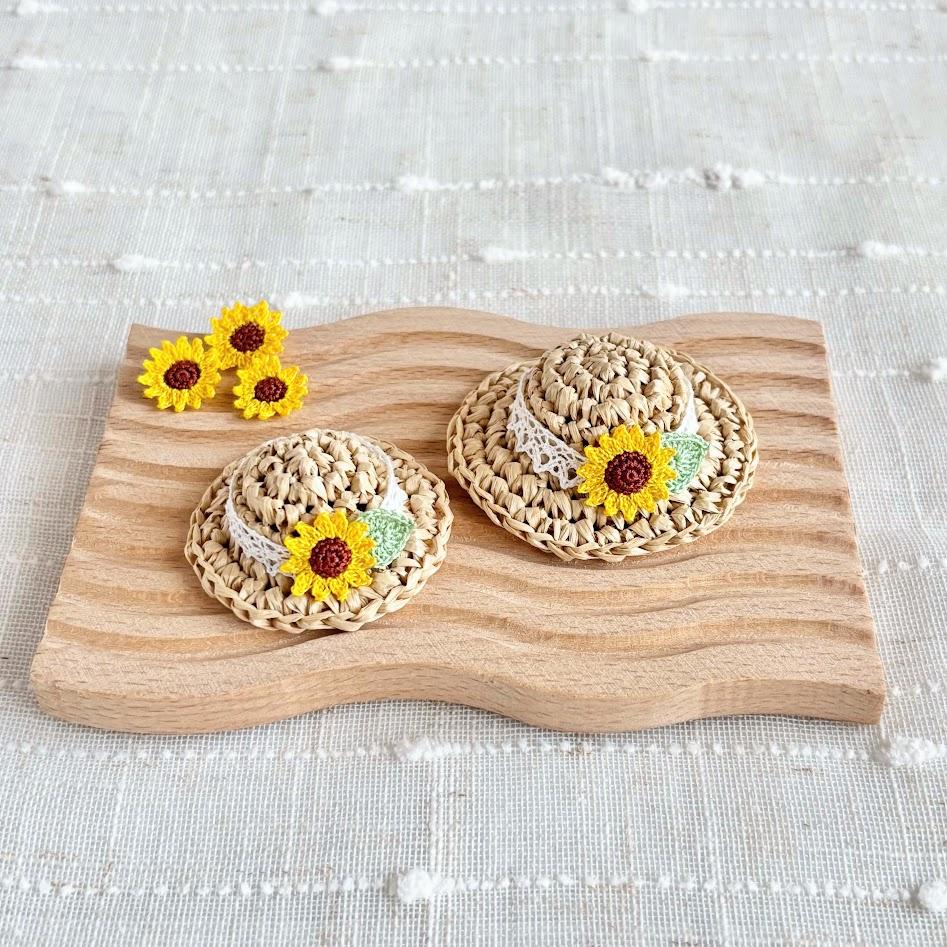 ひまわりの麦わら帽子　ハムスター・小動物・ぬいぐるみ1枚目の画像